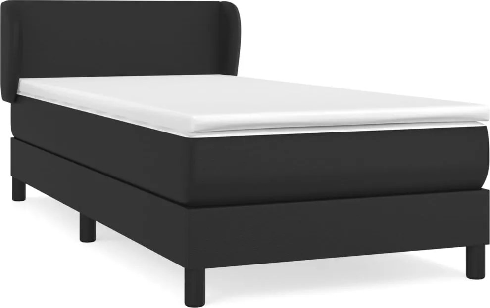 vidaXL fekete műbőr rugós ágy matraccal 100 x 200 cm