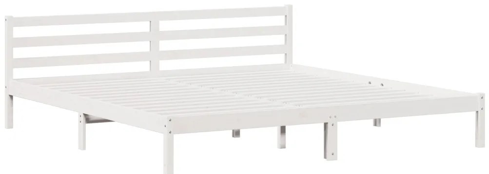 Ágykeret Fejvéggyel Fehér 200x220 cm Szilárd Fa Fenyő