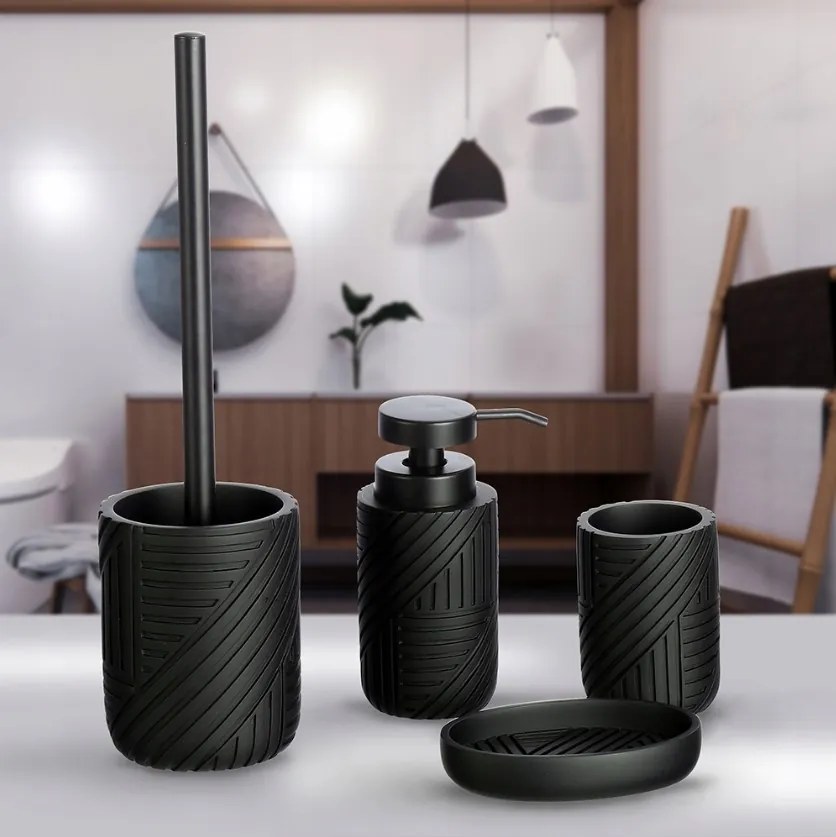 Erga Nairobi, álló szappantartó 3D mintával, fekete matt, ERG-SEP-10MYDNAIROBLA
