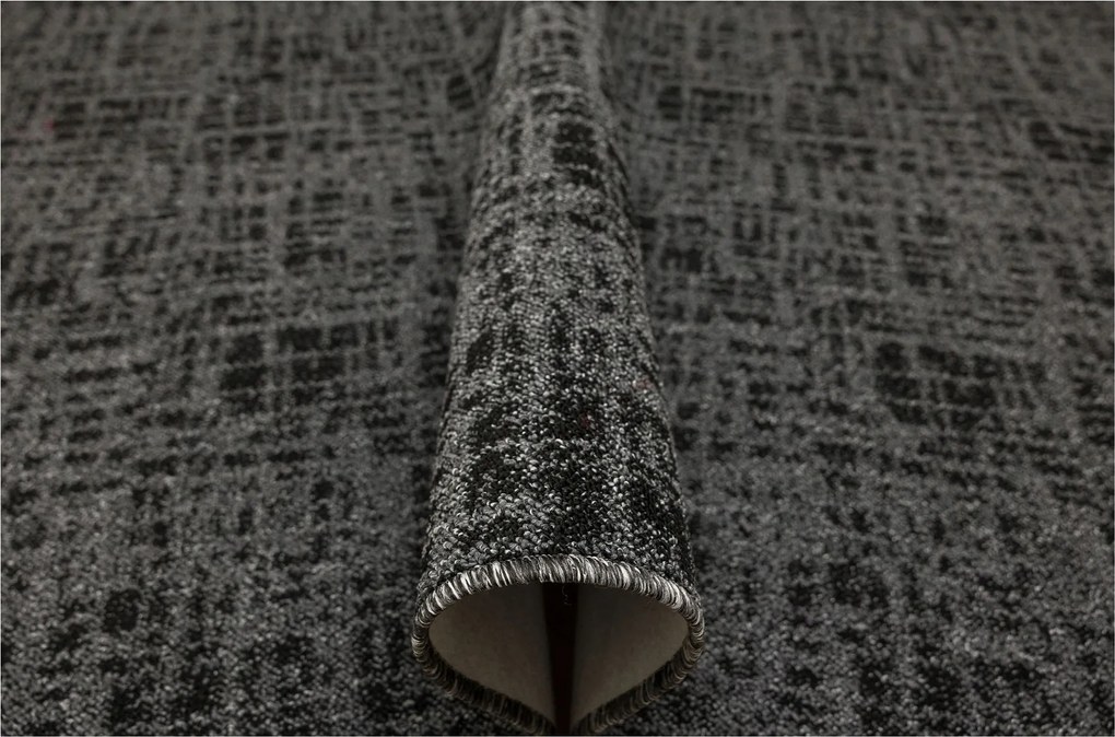 Hurkos Szőnyeg Fekete Grafit Rács Nappaliba Filc Traffic 250x400 cm