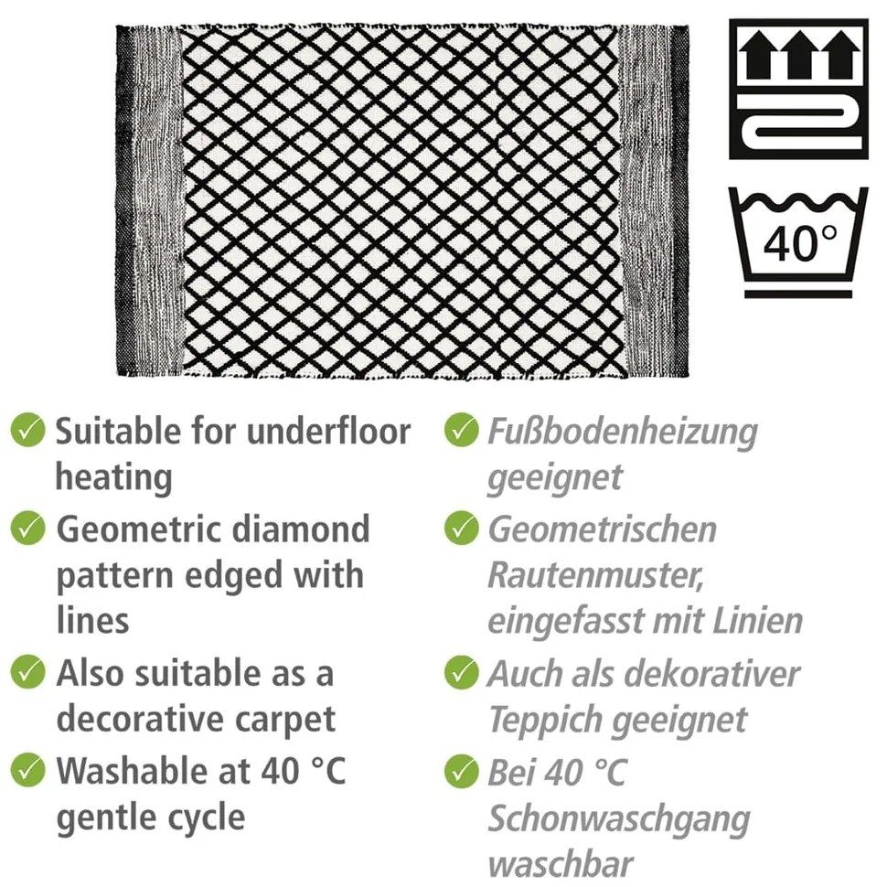 Fekete-fehér újrahasznosított műanyag fürdőszobai kilépő 50x80 cm Tara – Wenko