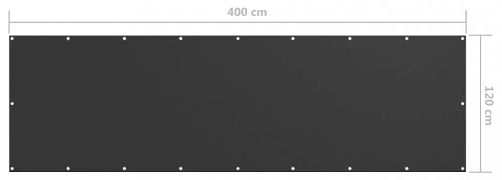 antracitszürke oxford-szövet erkélyparaván 120 x 400 cm