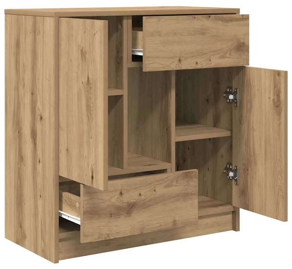 kézműves tölgy komód fiókokkal és ajtókkal 70,5x34x74,5 cm