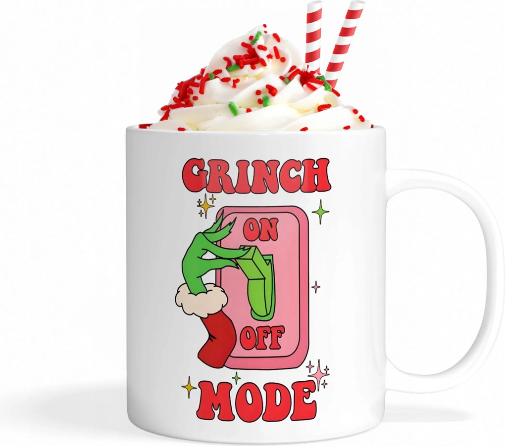 Fehér kerámia bögre 330ml Karácsonyi ajándék bögre Grinch Karácsony