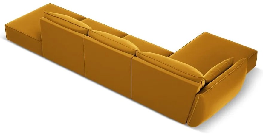 Mustársárga bársony sarokkanapé (bal oldali-heverő résszel) Vanda – Mazzini Sofas