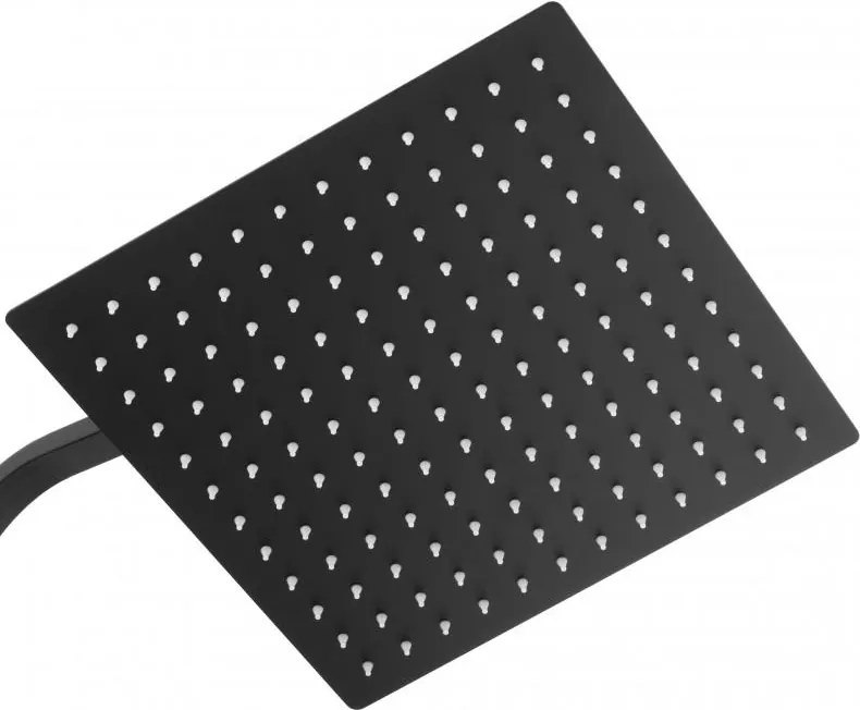 Erga Goba, zuhanygarnitúra termosztatikus csapteleppel és esőfejjel 30x30 cm, fekete matt, ERG-YKA-BP.GOBA-THERM-30-BLK