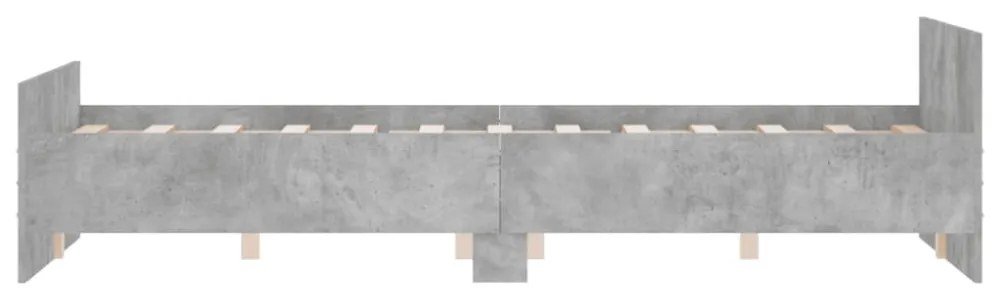 betonszürke ágykeret fej- és lábtámlával 135 x 190 cm