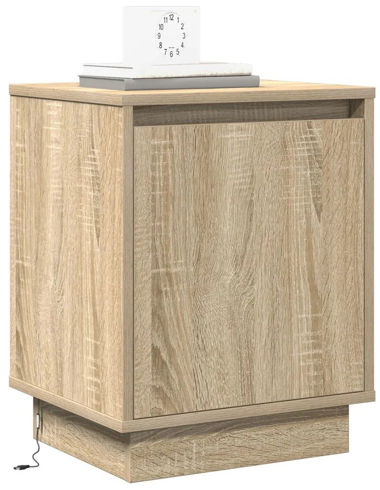 Éjjeli asztal LED világítással Sonoma tölgy 39x34,5x50 cm