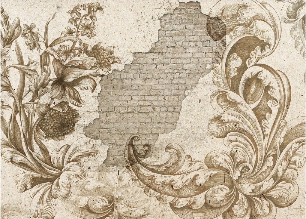 Kép - Fal virágokkal (70x50 cm)