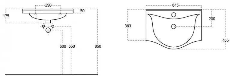 VivaStyle BIANKA 65 lábon álló fürdőszobabútor 3 fiókos Sanovit ALBATROS10065 mosdóval 64,5x46,5cm