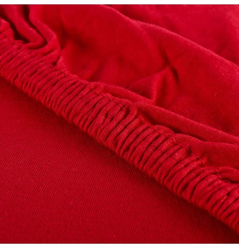 EMI piros 100% pamutjersey gumis lepedő, 90x200-as lap
