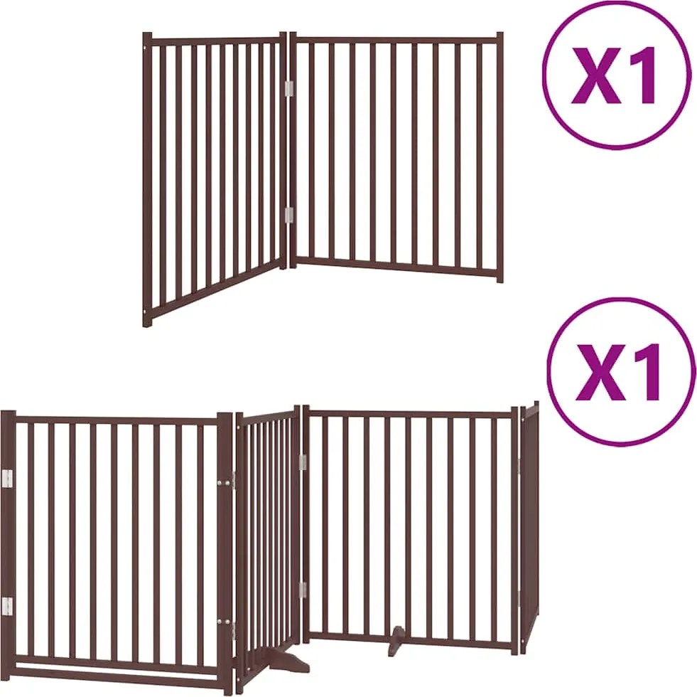 vidaXL barna nyárfa 6 paneles összecsukható kutyakapu ajtóval 480 cm