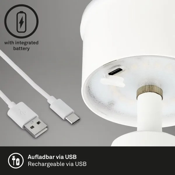 Brilo - LED Dimmelhető újratölthető kültéri asztali lámpa LED/3,5W/5V IP44 fehér