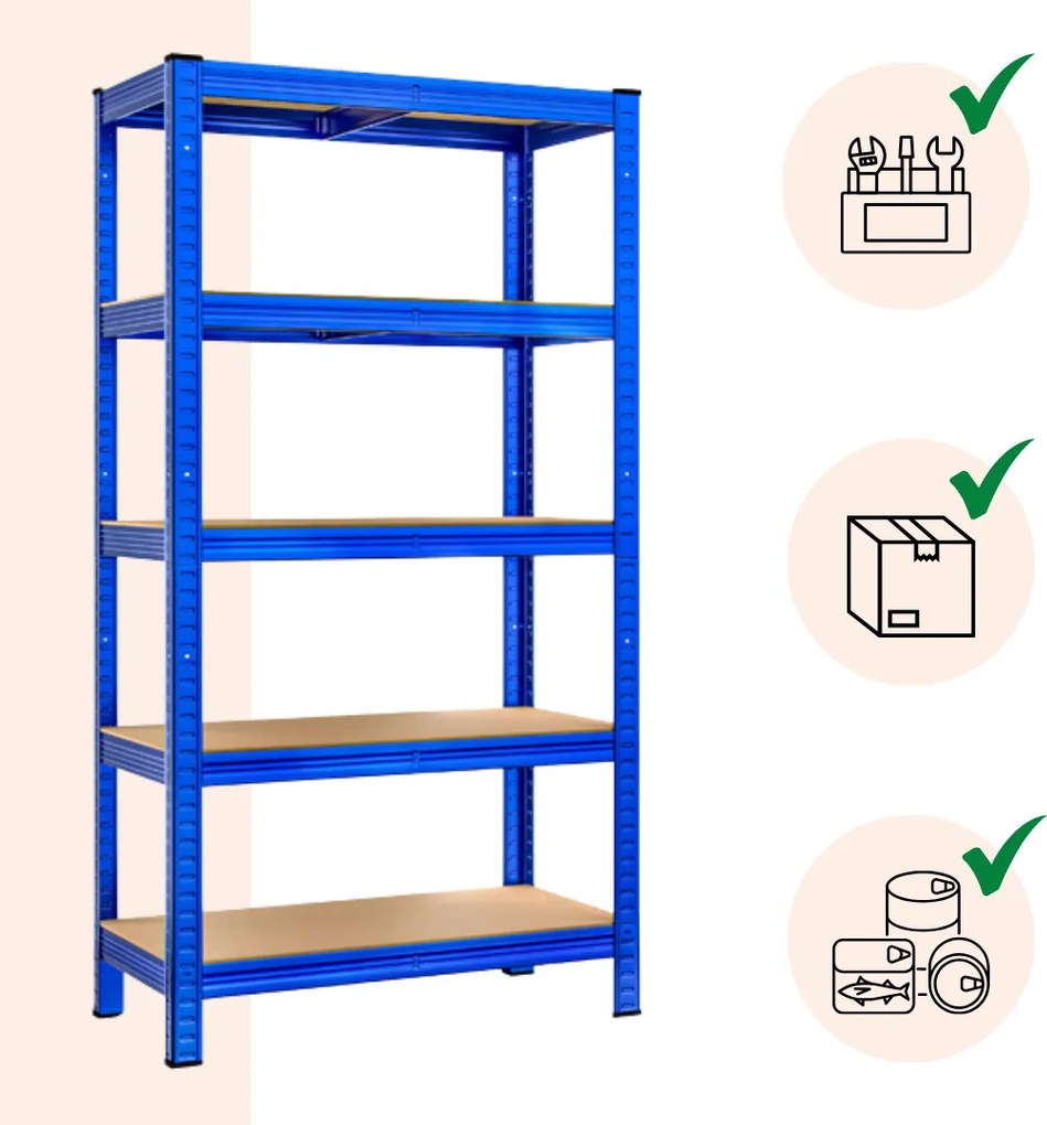 HEAVY nagy teherbírású polc, max 875kg, 90x40x180cm, kék Monzana