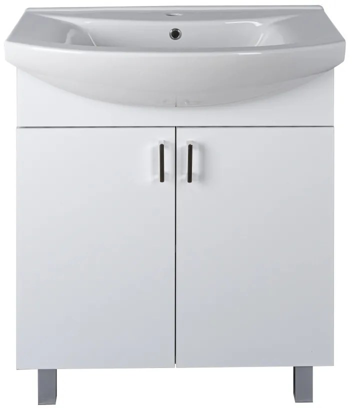 VivaStyle EKONOMIK 75 lábon álló 2 ajtós fürdőszobabútor Sanovit ZENON 6075 mosdóval 75 x 50 cm
