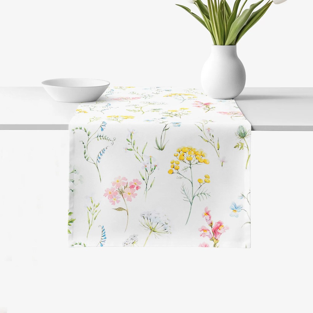 Goldea pamut asztali futó deluxe - virágzó réti virágok 50x160 cm