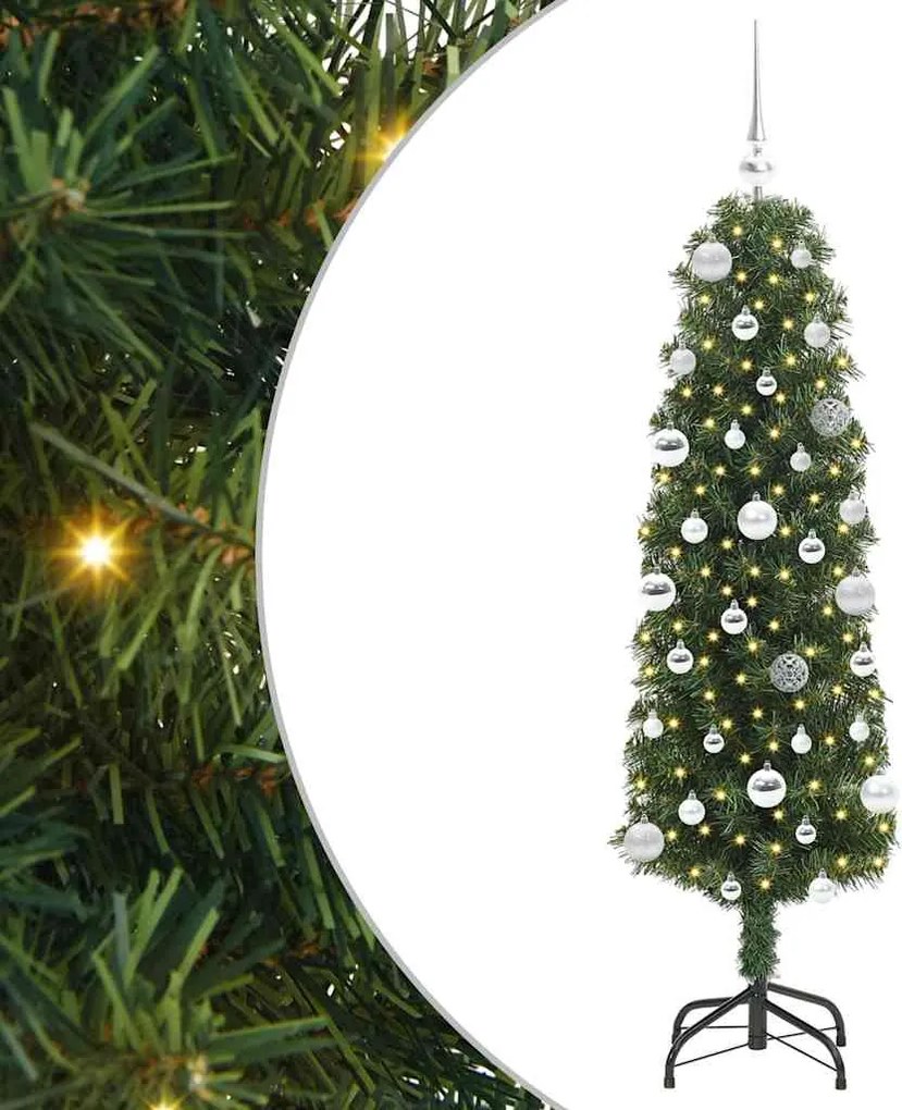 vidaXL Mű karácsonyfa 150 LED-del Zöld 150 cm PVC, acél és műanyag