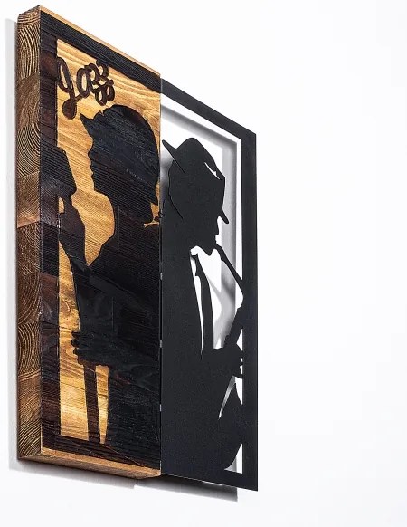 Fali dekoráció 32x50 cm jazz fa/fém