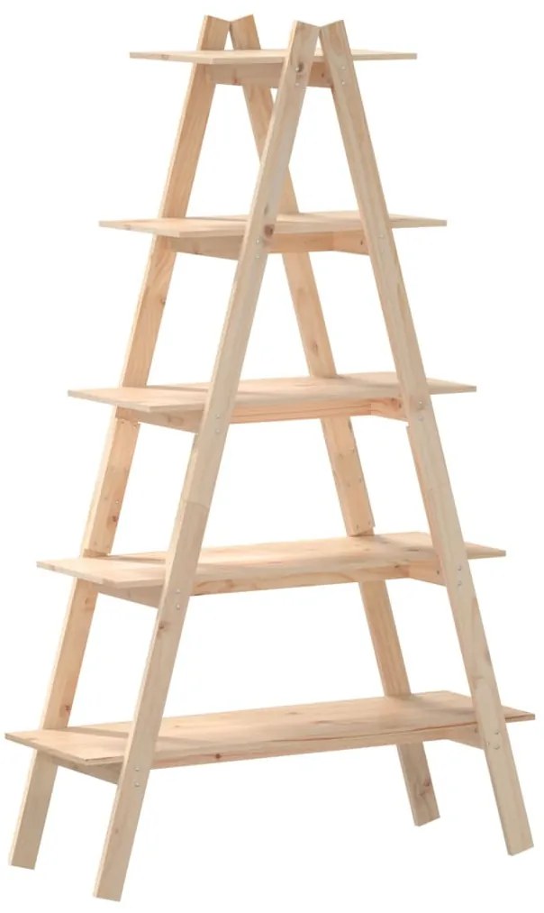 5 szintes A-alakú tömör fenyőfa polc 110 x 40 x 180,5 cm