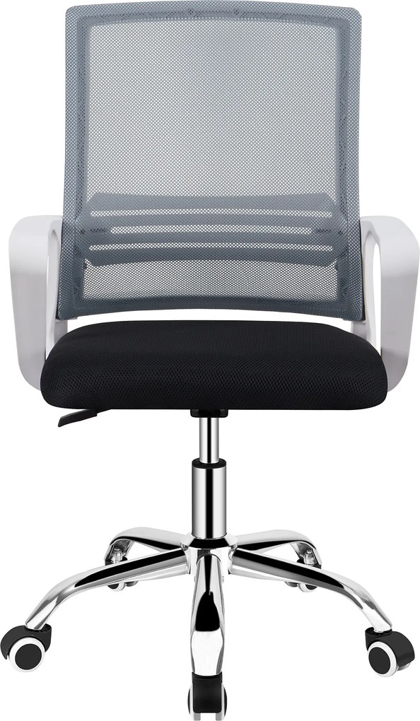 Irodai szék, hálószövet szürke/szövet fekete/műanyag fehér, APOLO 2 NEW