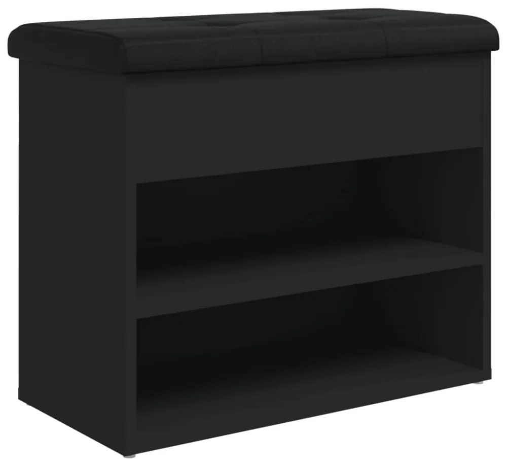 fekete szerelt fa cipőtároló pad 62 x 32 x 50 cm
