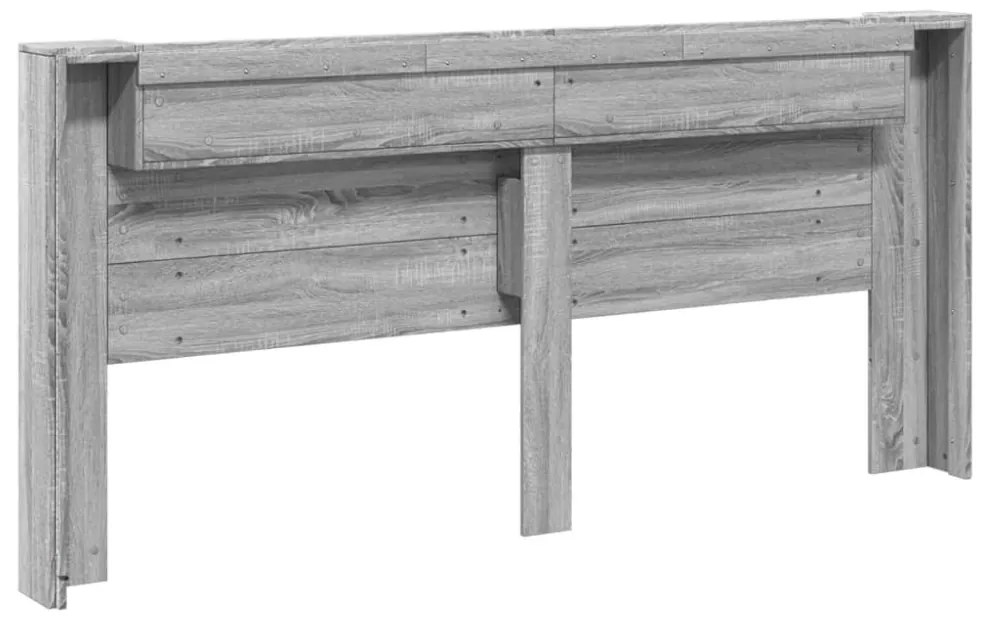 szürke sonoma színű áthidalószekrény LED-ekkel 220x16,5x103,5cm