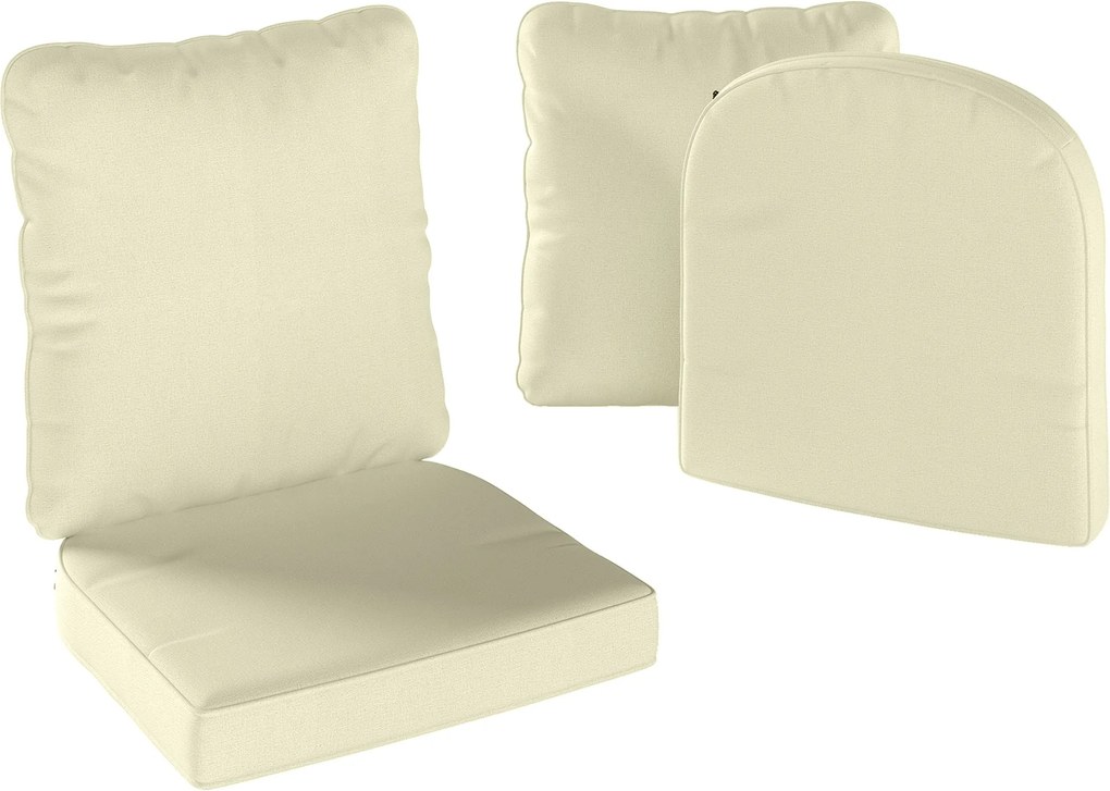 Outsunny 2 db Ülőpárna Háttámlával, Kényelmes Légáteresztő Ülő- és Háttámlapárna, Levehető UV-álló Borítás Kültéri és Beltéri Használatra, Krém | Aoso