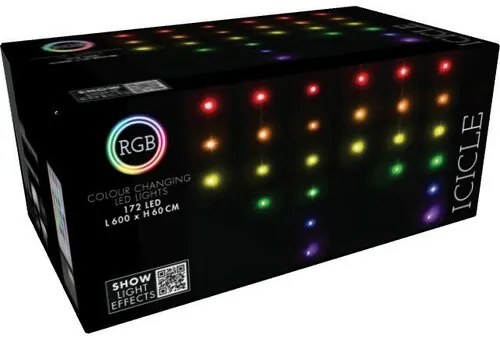 Icicle karácsonyi LED-lánc távirányítóval 172 LED, színes