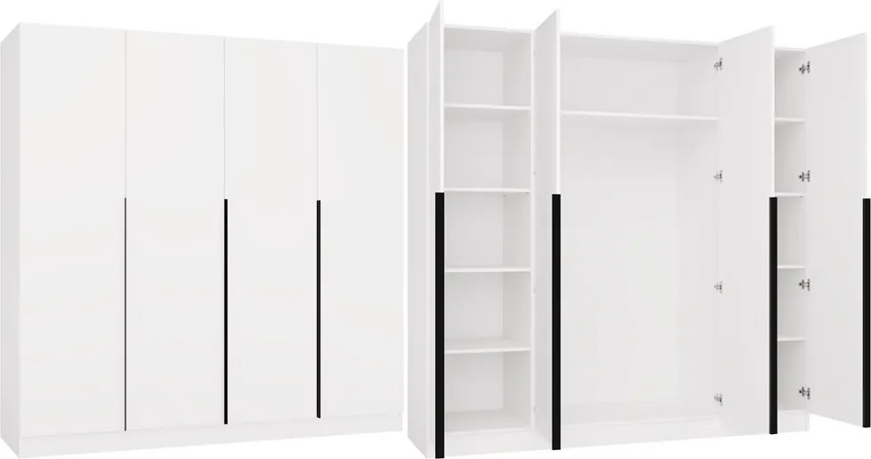SENSO 4D gardróbszekrény 200x56.5x200 cm, fehér-fekete