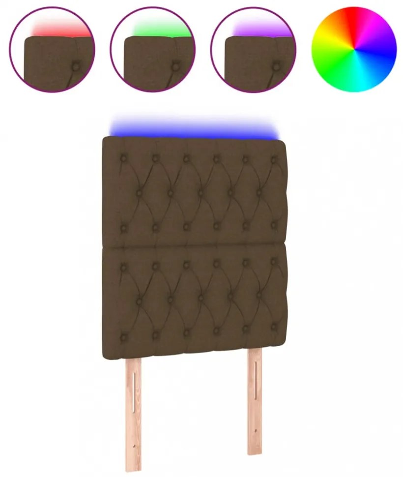sötétbarna szövet LED-es fejtámla 80x7x118/128 cm