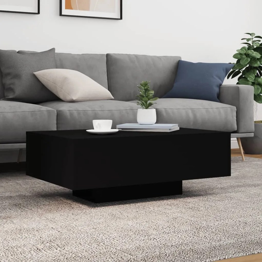 Fekete dohányzóasztal LED-lámpákkal 85 x 55 x 31 cm