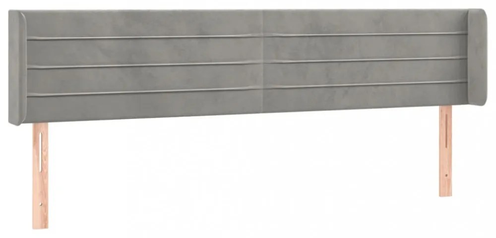 világosszürke bársony LED-es fejtámla 203 x 16 x 78/88 cm