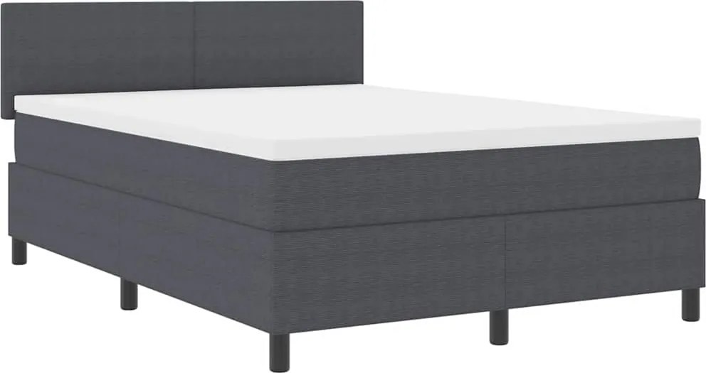 vidaXL Boxrugós ágy Sötétszürke és Fehér 140 x 200 cm Bársonyos szövet