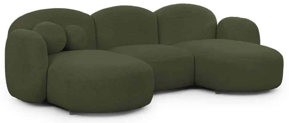Zöld buklé (U alakú) sarokkanapé Orbit – Ropez