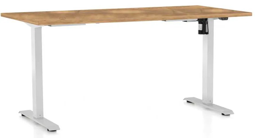 OfficeTech A állítható magasságú asztal, 160 x 80 cm, fehér alap, arany tölgy
