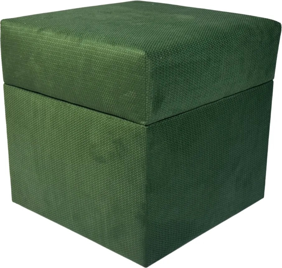 Négyzet alakú nyitható puff finom plüss kivágásokkal Sötét zöld
