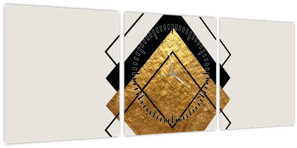 Kép - Absztrakció arany és fehér N⁰1 (órával) (90x30 cm)