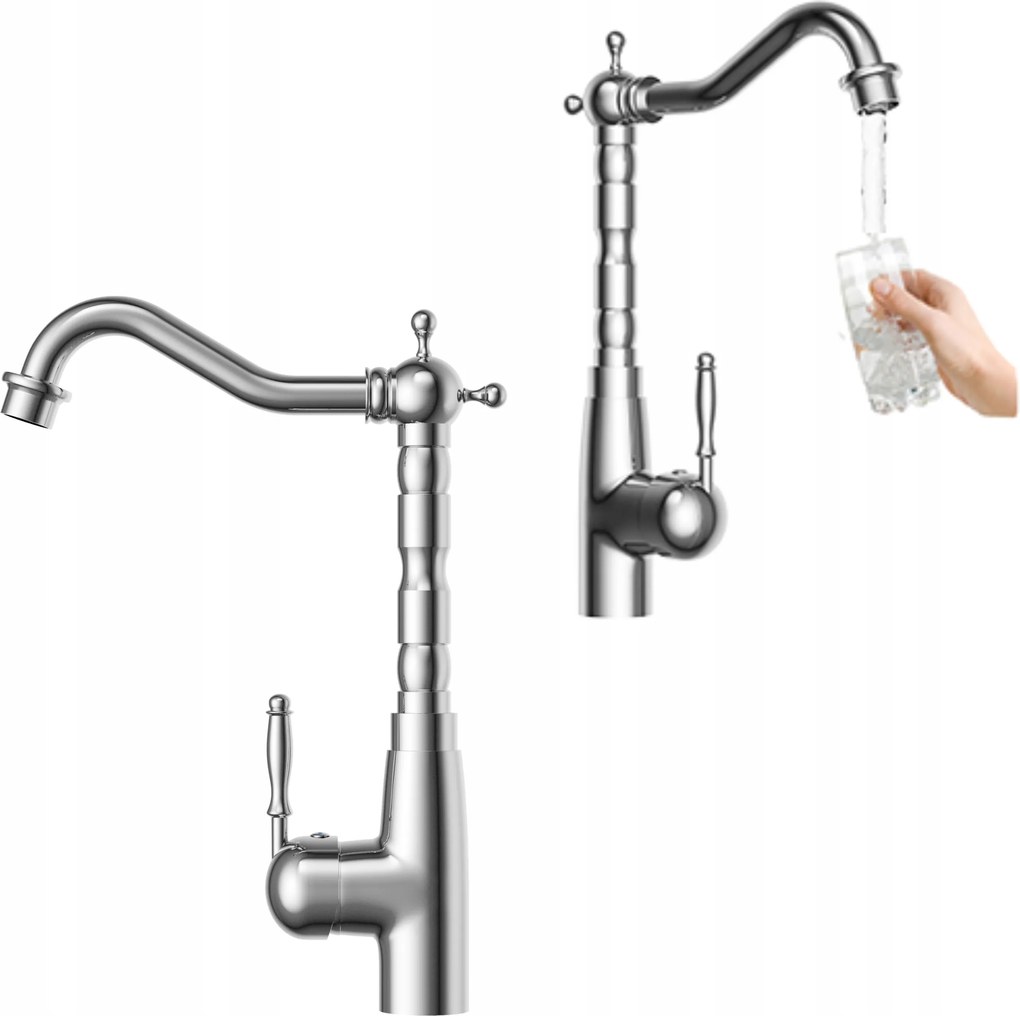 Retro konyhai csaptelep mosogatóhoz egykaros álló csaptelep króm