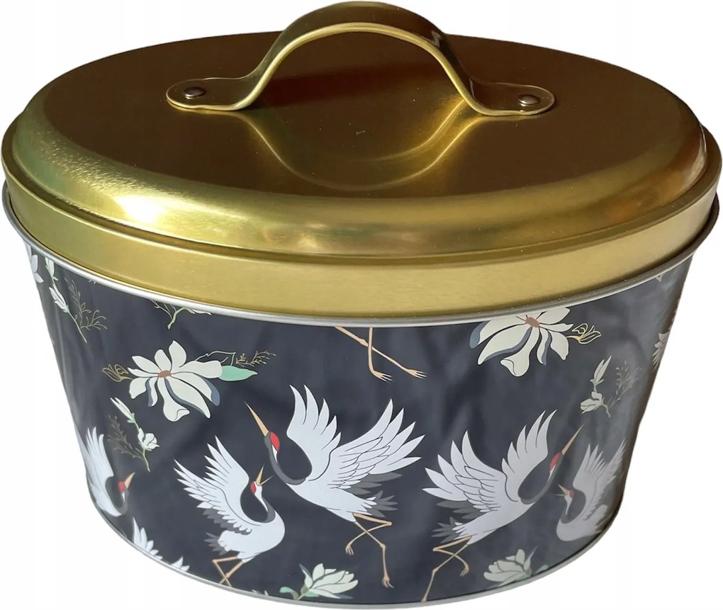 Kávés keksz díszdoboz Smukee fém, ovális fogantyúval