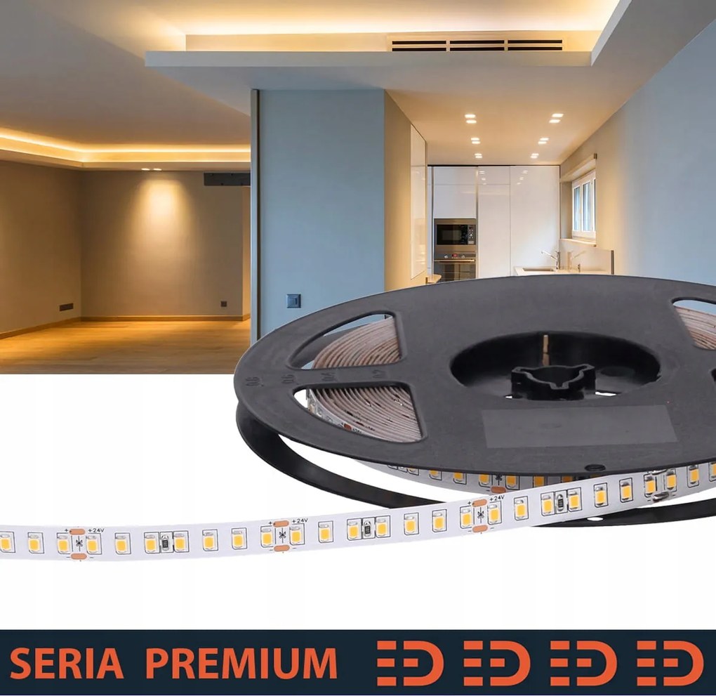 Led szalag Meleg fehér 24V 140 LED/m 1700lm/m 10m 5 év garancia