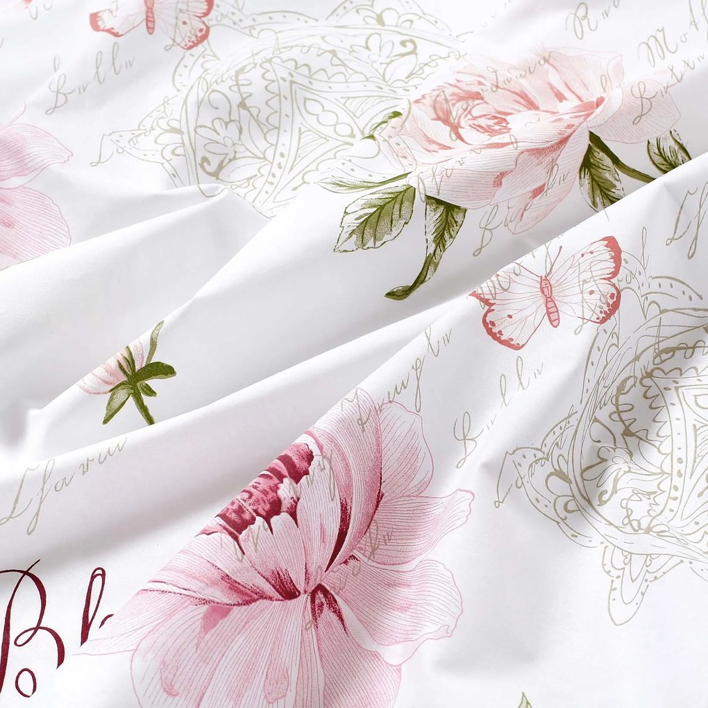 Goldea pamut gumis lepedő - pünkösdirózsa mintás 90 x 200 cm