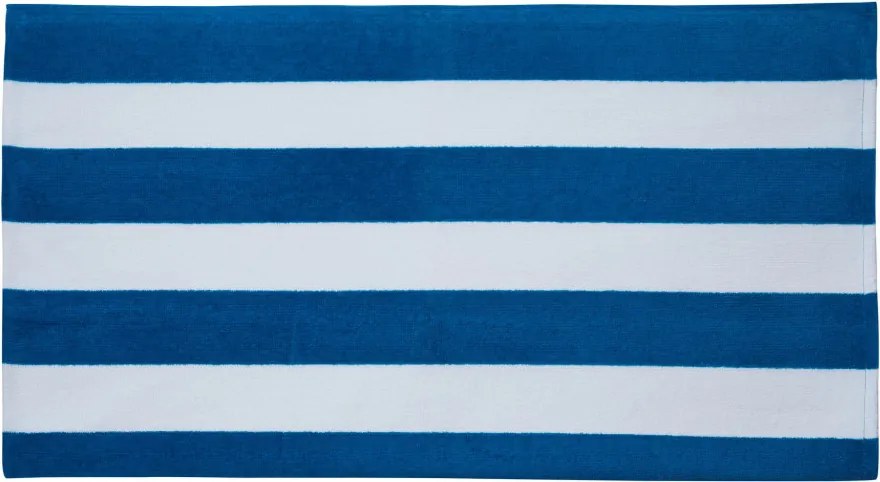 Cizgi törülköző, fehér-kék, 100×160 cm