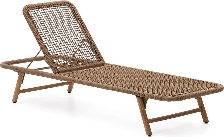 Barna tömörfa-fém kerti napozóágy Dandara – Kave Home