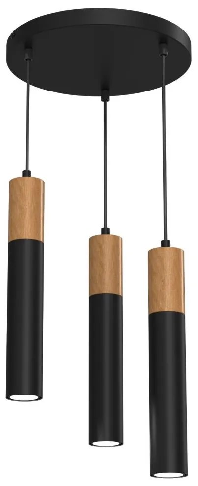 Csillár zsinóron CASSA 3xGU10/60W/230V kerek fekete