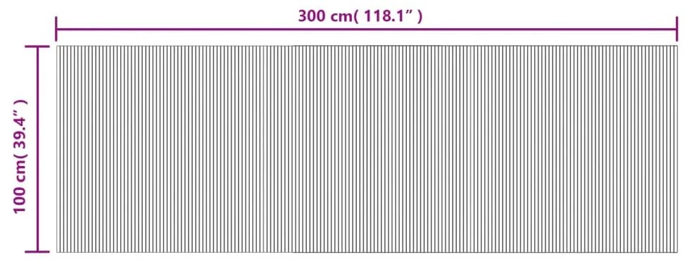 négyszögletű fekete bambusz szőnyeg 100 x 300 cm