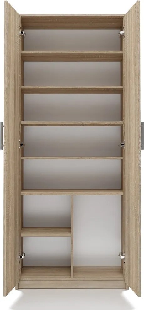 Aldabra Oliv 2D könyvespolc, irodaiszekrény, 74x180x35 cm, sonoma