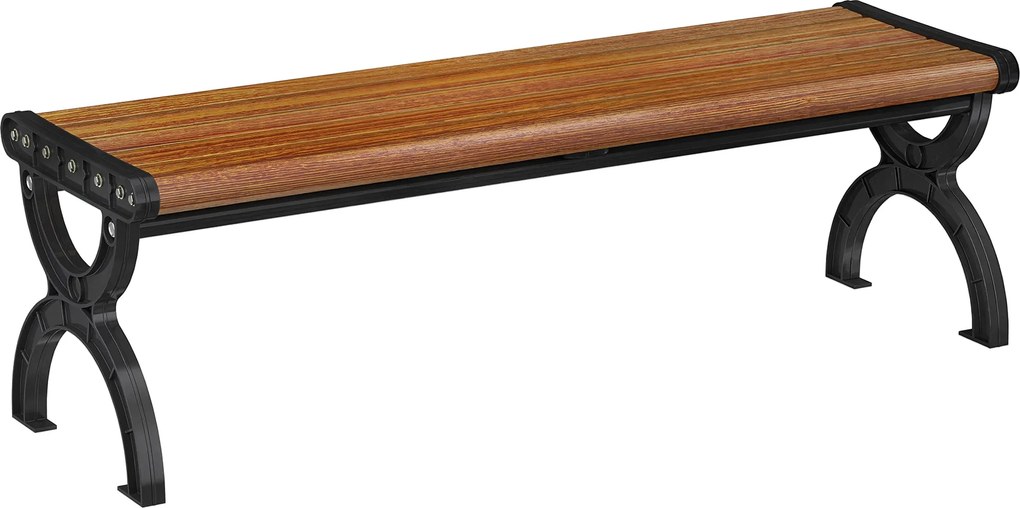 Outsunny 2 személyes kerti pad, fém váz és lamellás faerezetes ülés, 124 x 39 x 39 cm, barna | Aosom