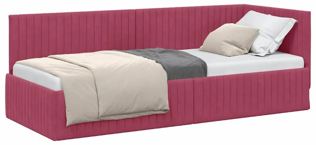 Sarokágy keret fejtámlával bordó 80 x 200 cm Bársony
