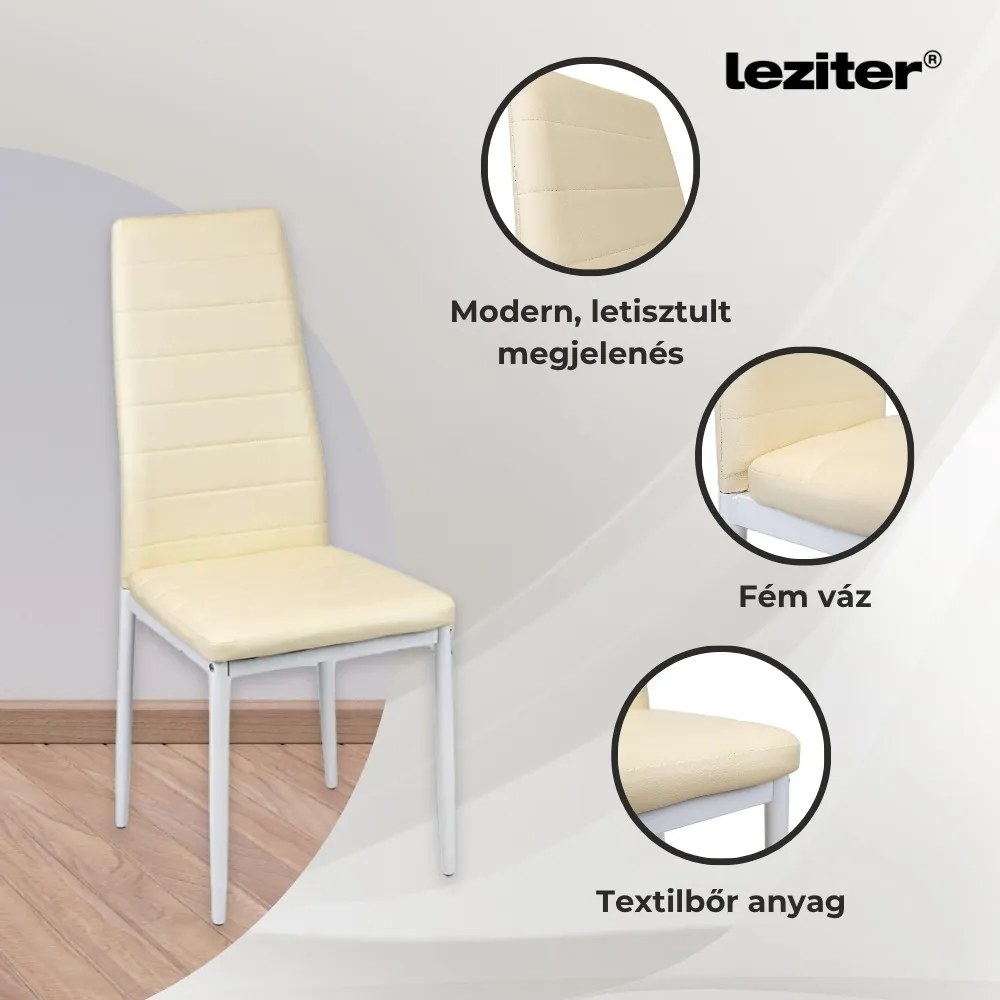 Tino NOVA Étkezőszék bézs textilbőr + fém