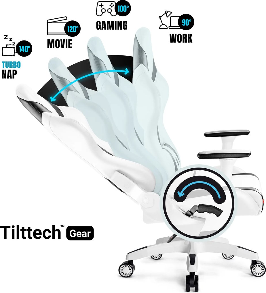 Gamer szék műbőr King Size, fehér-fekete: Diablo X-Horn 2.0